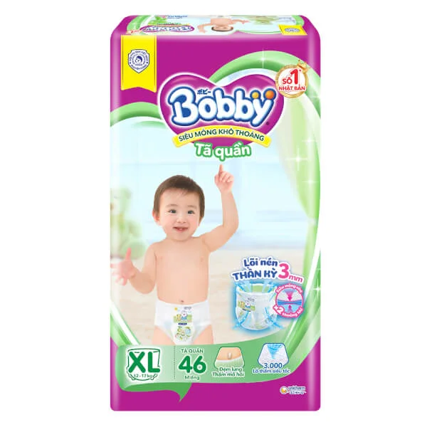 Bỉm tã quần Bobby size XL 46 miếng (12-17kg) (sản phẩm được giao với bao bì ngẫu nhiên)