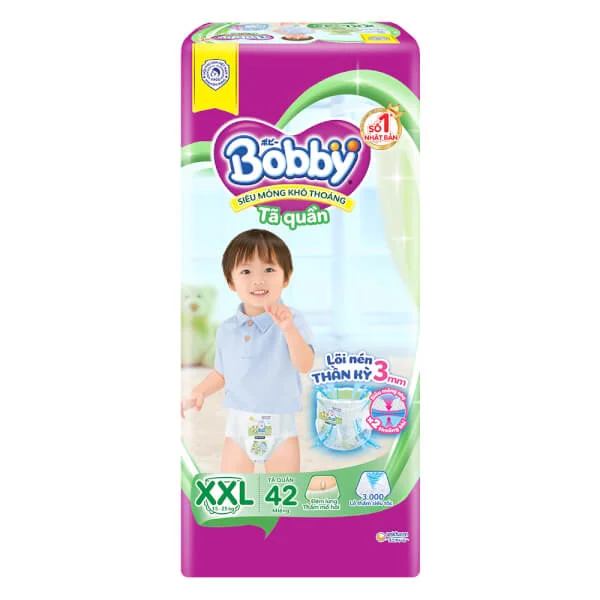 Bỉm tã quần Bobby size XXL 42 miếng (trên 16kg) (sản phẩm được giao với bao bì ngẫu nhiên)