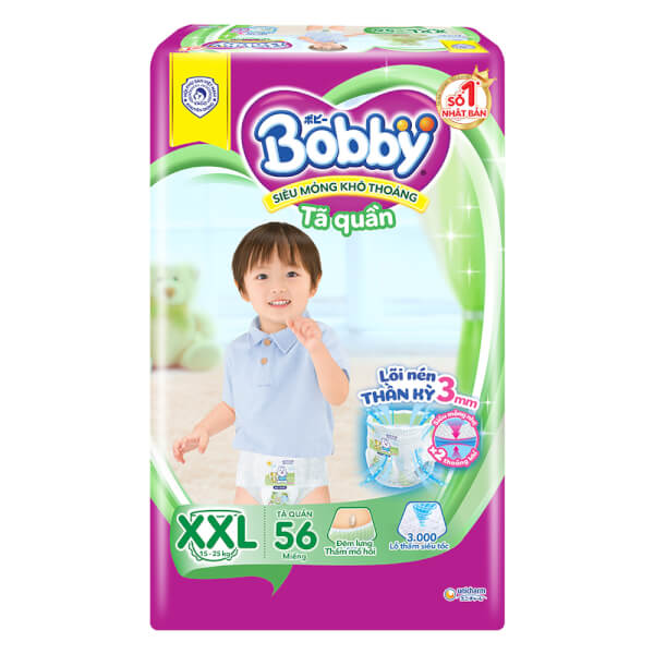 Combo 3 gói Bỉm tã quần Bobby size XXL 56 miếng (trên 16kg)