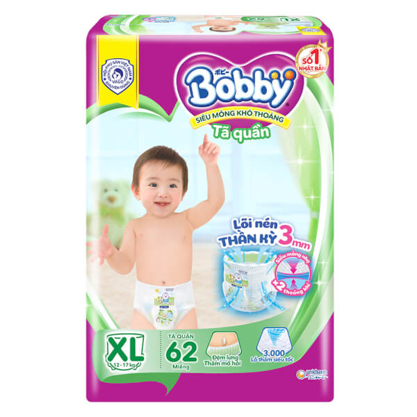 Combo 2 Bỉm tã quần Bobby size XL 62 miếng (12-17kg) - giamr 15K