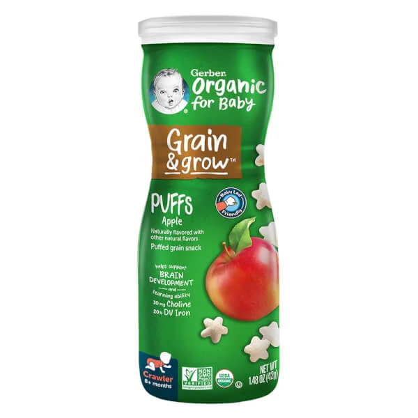Thực phẩm bổ sung Bánh ăn dặm Gerber Organic Puffs Vị Táo 42g