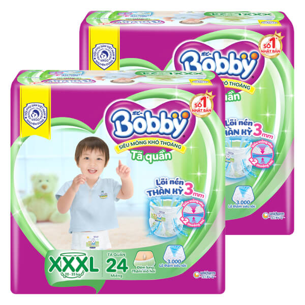 Combo 2 gói Bỉm tã quần Bobby size XXXL 24 miếng (20-35kg)