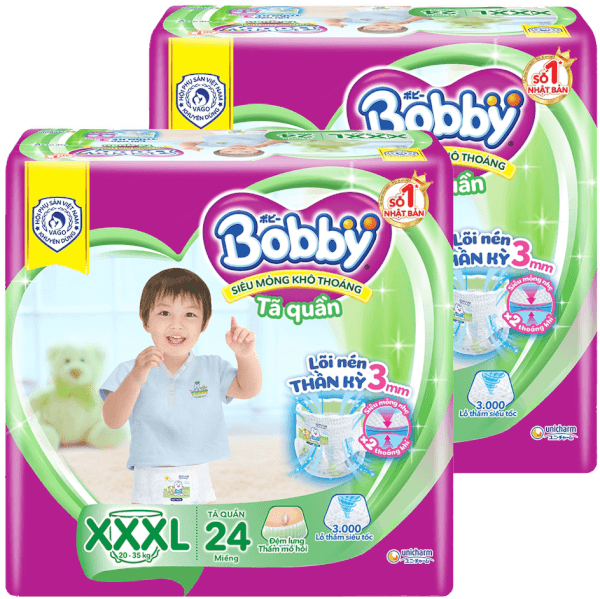 Combo 2 gói Bỉm tã quần Bobby size XXXL 24 miếng (20-35kg)