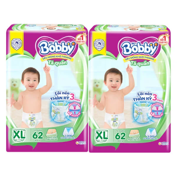 Combo 2 gói Bỉm tã quần Bobby size XL 62 miếng (12-17kg)