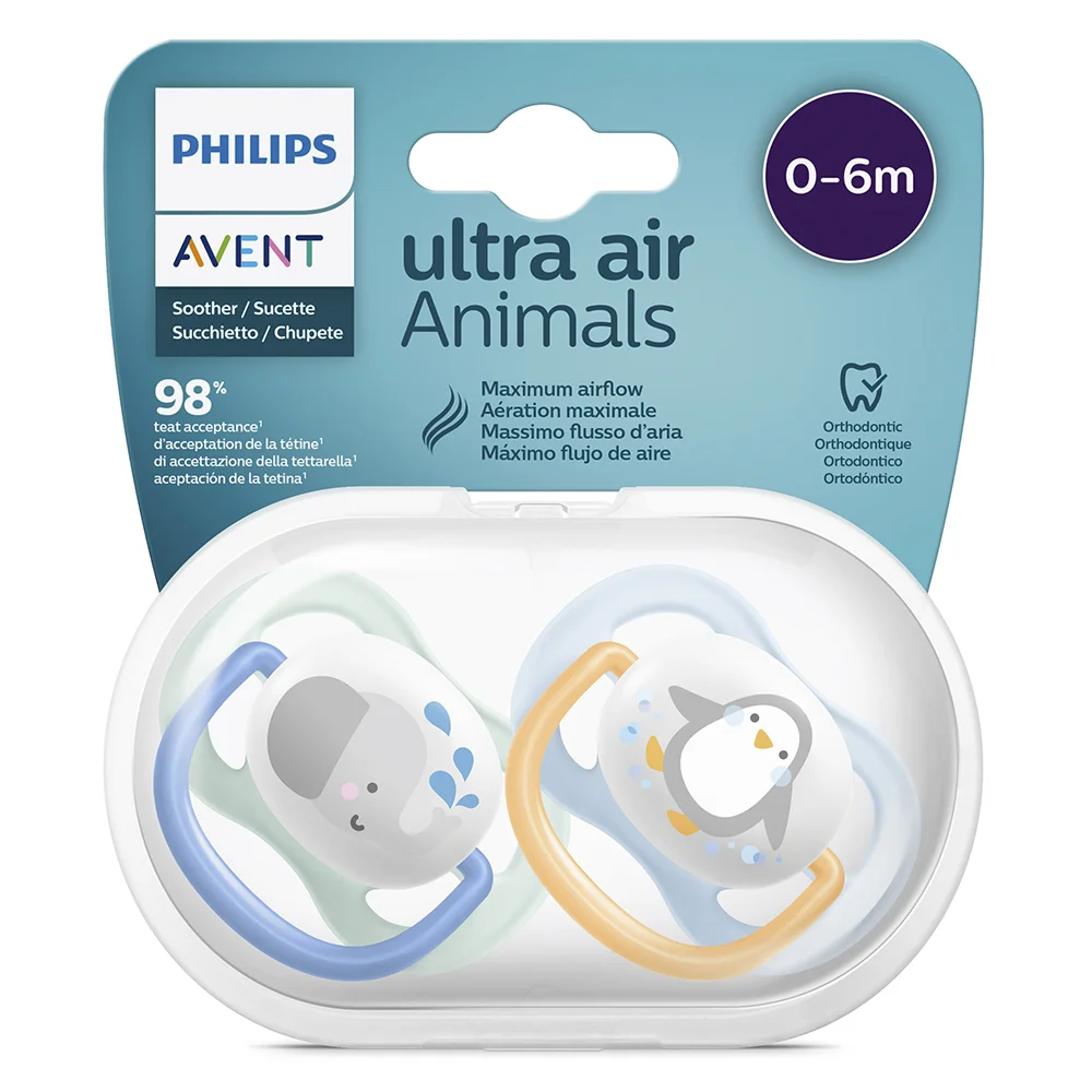 Vỉ đôi Ty ngậm Philips Avent hình thú (bé 0-6 tháng)