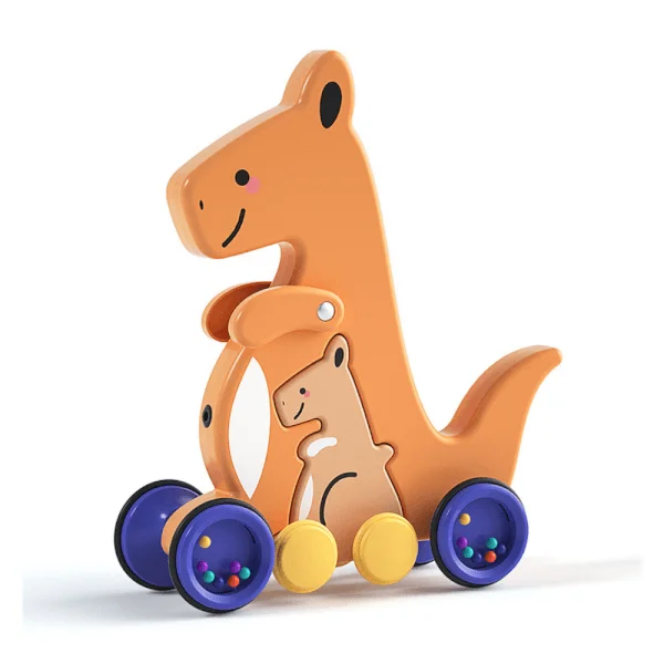 Xe kéo thú nhún vui vẻ Kangaroo mẹ kèm con