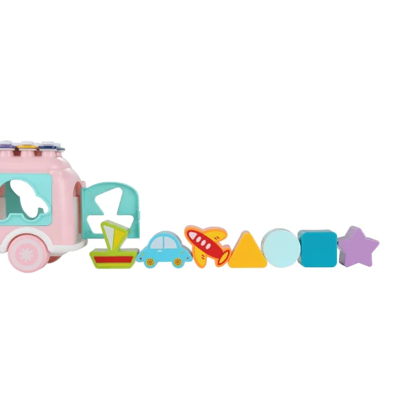 Xe bus âm nhạc nhỏ thả khối JS048981 (Hồng)