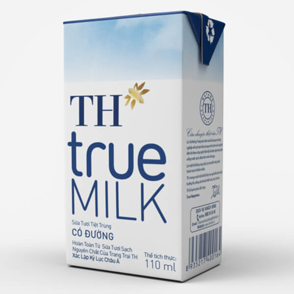 Sữa tươi tiệt trùng TH true Milk có đường 110ml (lốc 4 hộp)