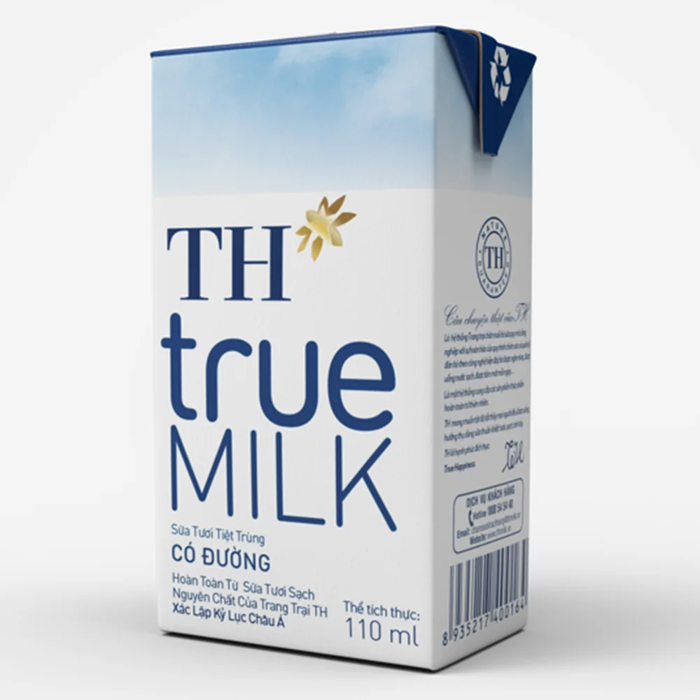 Sữa tươi tiệt trùng TH true Milk có đường 110ml (lốc 4 hộp)