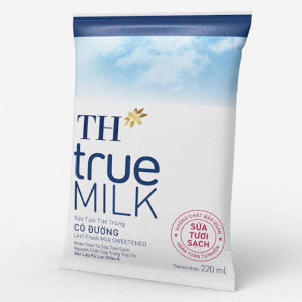 Sữa tươi tiệt trùng TH true Milk có đường 220ml (lốc 4 hộp)