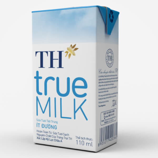 Sữa tươi tiệt trùng TH true Milk ít đường 110ml (lốc 4 hộp)