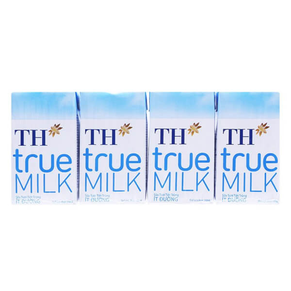 Sữa tươi tiệt trùng TH true Milk ít đường 110ml (lốc 4 hộp)