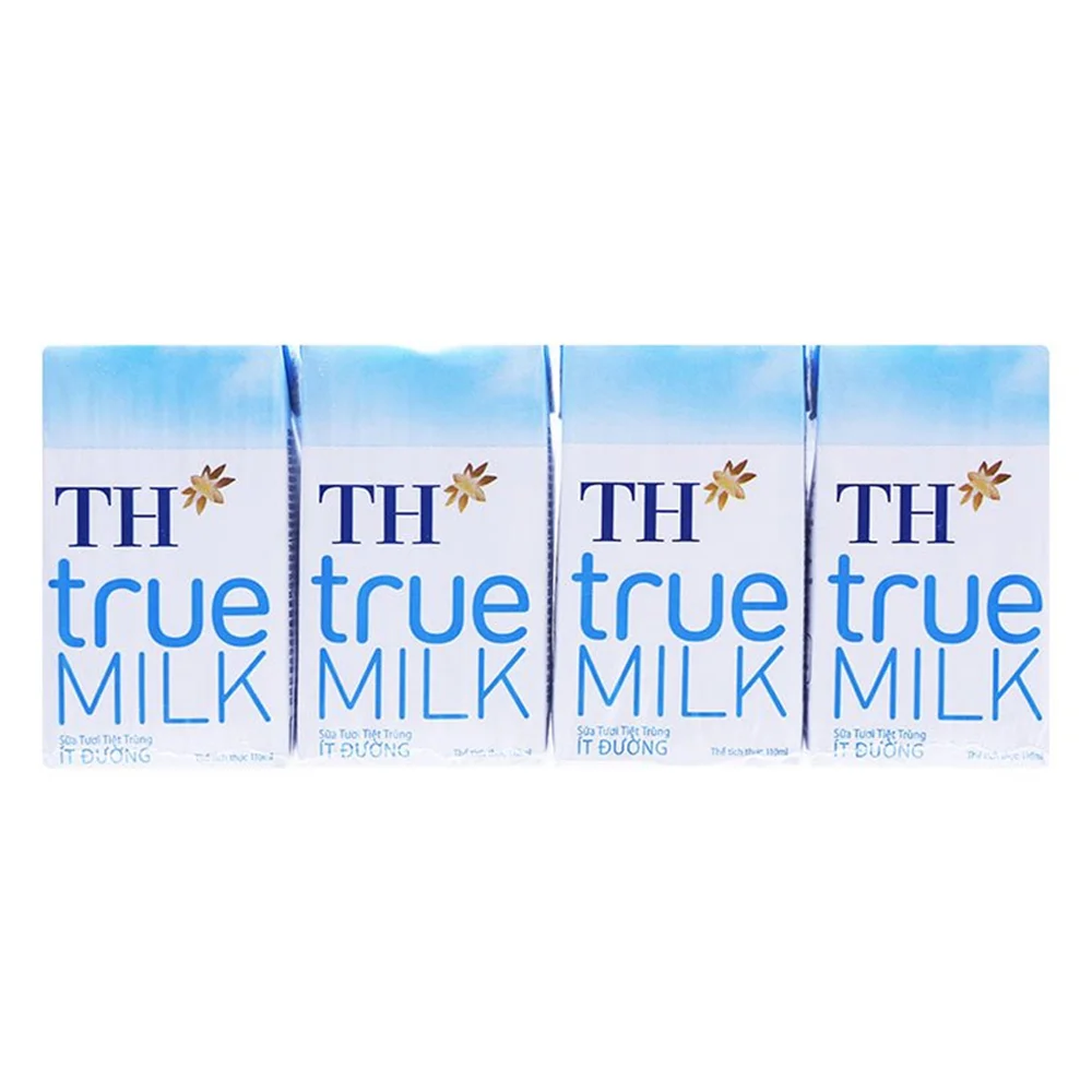 Combo 2 Sữa tươi tiệt trùng TH true Milk ít đường 110ml (lốc 4 hộp)
