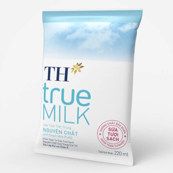 Sữa tươi tiệt trùng nguyên chất TH true Milk 220ml (lốc 4 hộp)