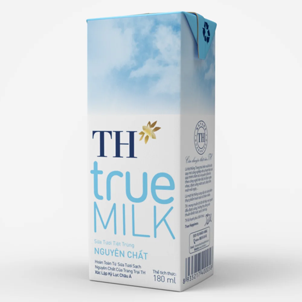 Sữa tươi tiệt trùng nguyên chất TH true Milk 180ml (lốc 4 hộp)