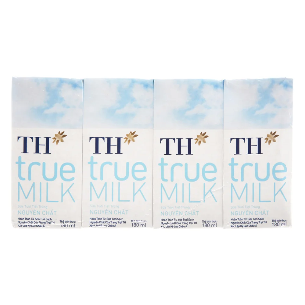 Sữa tươi tiệt trùng nguyên chất TH true Milk 180ml (lốc 4 hộp)