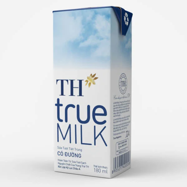 Sữa tươi tiệt trùng TH true Milk có đường 180ml (lốc 4 hộp)