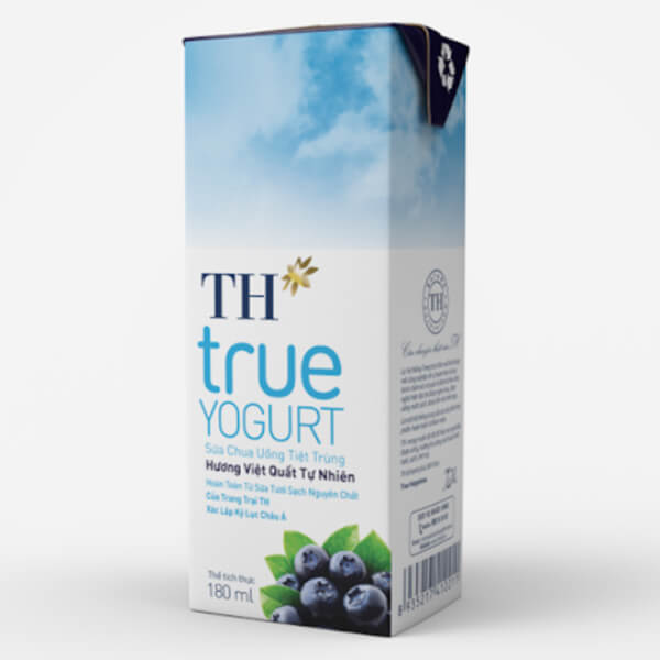 Sữa chua uống tiệt trùng việt quất TH true Yogurt 180ml (lốc 4 hộp)