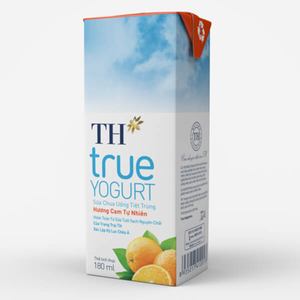 Sữa chua uống tiệt trùng hương cam TH true Yogurt 180ml (lốc 4 hộp)
