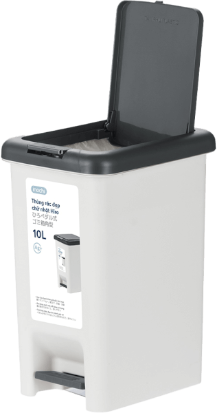 Thùng rác đạp chữ nhật Hiro 10L (Xanh chàm)