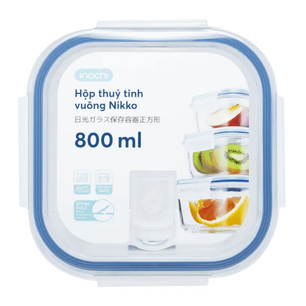 Hộp thuỷ tinh vuông Nikko 800 ml (INC)