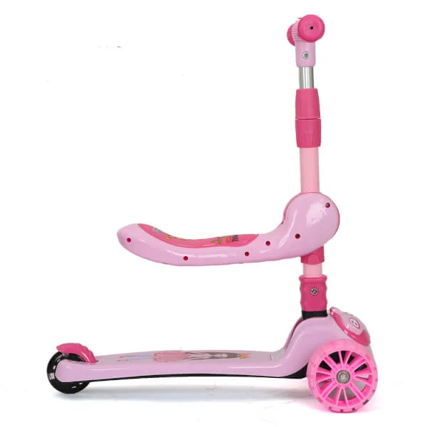 Xe trượt scooter, xe chòi chân có nhạc đèn 166 (Hồng)