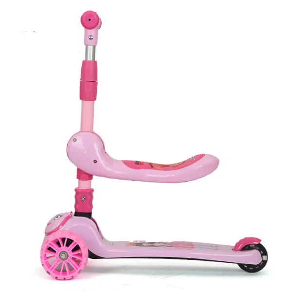 Xe trượt scooter, xe chòi chân có nhạc đèn 166 (Hồng)