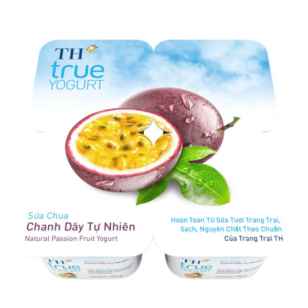 Sữa chua chanh dây TH true Yogurt 100g (vỉ 4 hộp)