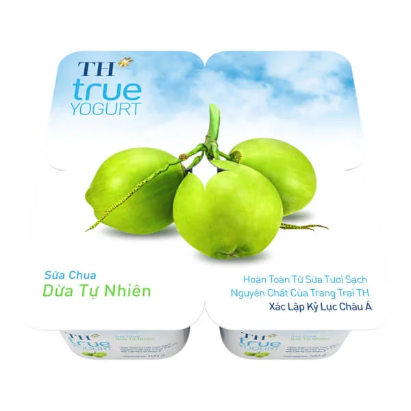 Sữa chua dừa TH true Yogurt 100g (vỉ 4 hộp)