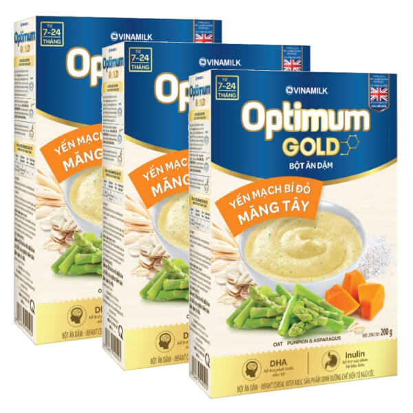 Combo 3 Bột dinh dưỡng Optimum Gold Yến mạch bí đỏ măng tây HG 200g