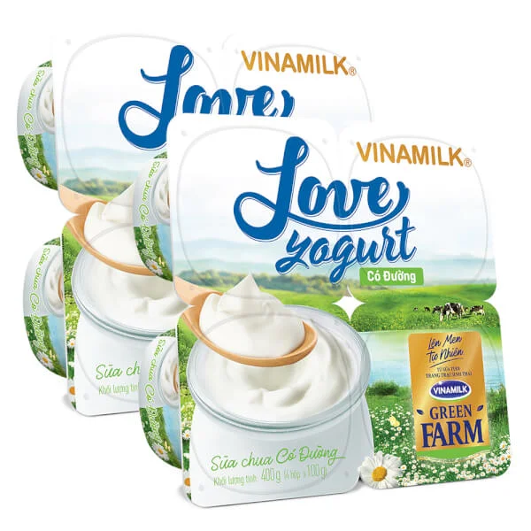 Combo 2 Sữa chua Vinamilk Love Yogurt Green Farm Có Đường 100g