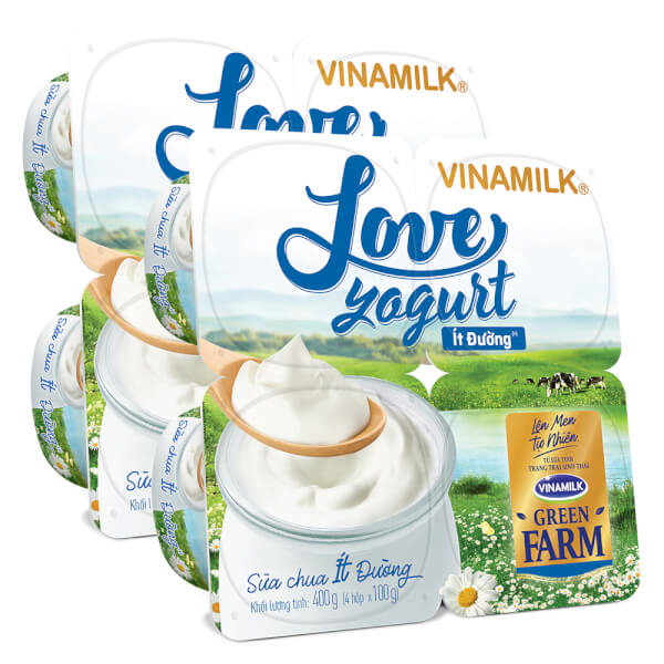 Combo 2 Sữa chua Vinamilk Love Yogurt Green Farm Ít Đường 100g