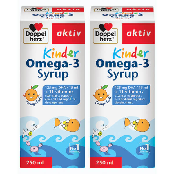 Combo 2 Siro tăng cường trí não cho bé Kinder Omega-3 250ml