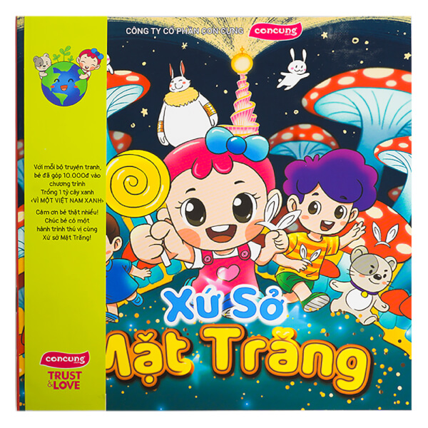 [Mua 1 bộ truyện góp 10k vào quỹ trồng 1 tỷ cây xanh] Bộ truyện tranh và sách tô màu kèm sticker Xứ Sở Mặt Trăng