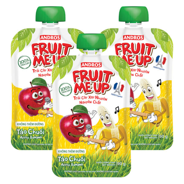 Combo 3 Trái Cây Xay Nhuyễn Nguyên Chất Fruit Me Up Táo Chuối