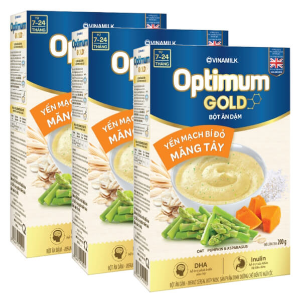 Combo 3 Bột dinh dưỡng Optimum Gold Yến mạch bí đỏ măng tây HG 200g