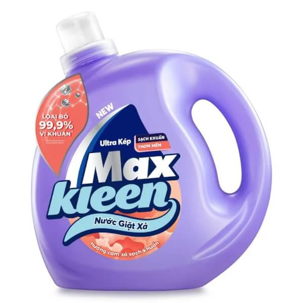Nước giặt xả MaxKleen hương cam sả sạch khuẩn chai 2.4kg
