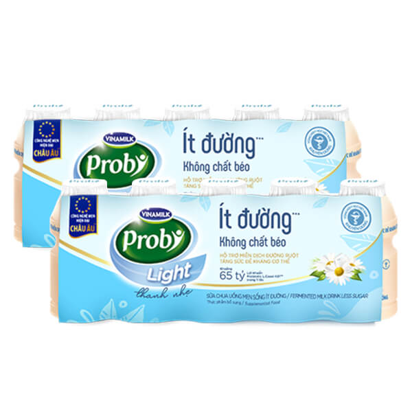 Combo 2 Sữa chua uống Probi ít đường - Lốc 5 chai x 65ml