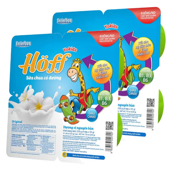 Combo 2 Sữa chua có đường Hoff  - vị nguyên bản (Lốc 4 hủ)