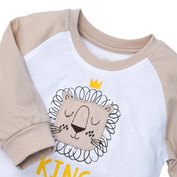 Bộ bé trai dài, bst sư tử gầm gừ Animo B0222006 (6M - 6Y, Kem)