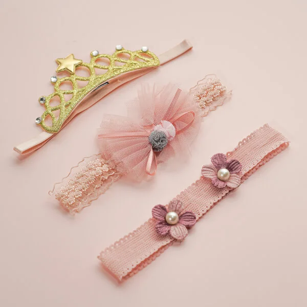 Set 3 băng đô cho bé CF2103 MN M3792-3 (Hồng,Xám)