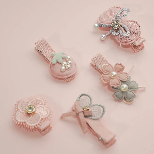 Set kẹp tóc cho bé 5 món CF2103 MN M3835-5 (Hồng)