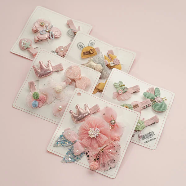 Set kẹp tóc cho bé 5 món CF2103 MN M3835-5 (Hồng)