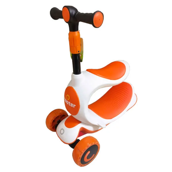 Xe trượt scooter kèm xe chòi chân cao cấp có đèn 167 (Cam)