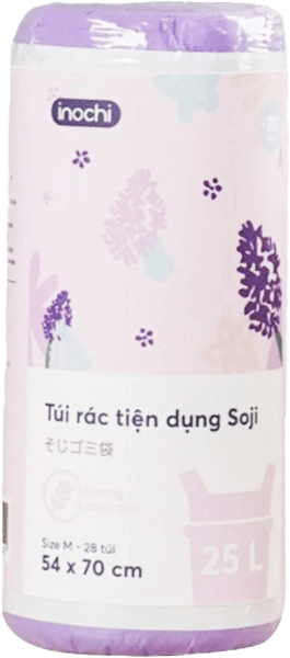 Túi rác tiện dụng Soji 25L x 28 túi (INC, Size M, Hương Lavender)