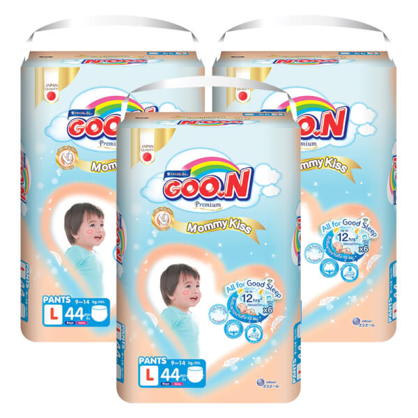 Combo 3 Tã quần GOO.N Mommy Kiss  (L, 9kg-14kg, 44 miếng)