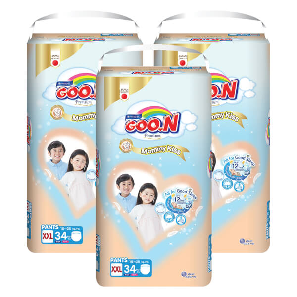 Combo 3 Tã quần GOO.N Mommy Kiss (XXL, 15kg-25kg, 34 miếng)