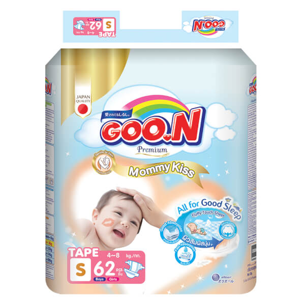 Combo 3 Tã dán GOO.N Mommy Kiss   (S, 4kg-8kg, 62 miếng)