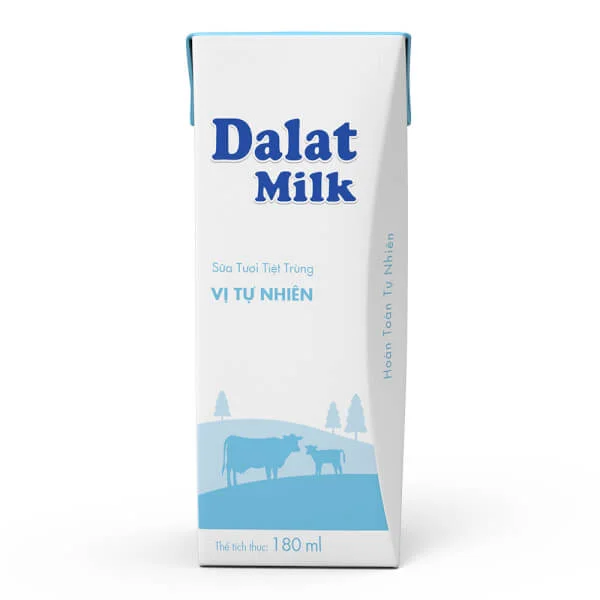 Combo 2 Sữa tươi tiệt trùng Vị Tự Nhiên Dalatmilk 180ml (lốc 4 hộp)