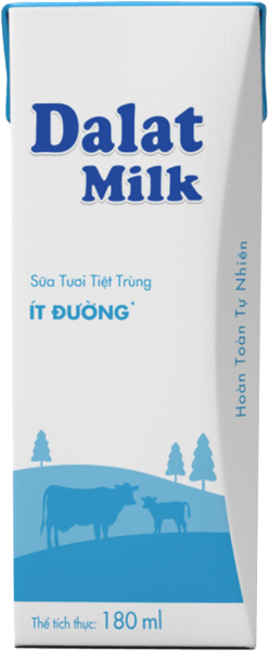 Sữa tươi tiệt trùng Dalat Milk ít đường 180ml (lốc 4 hộp)